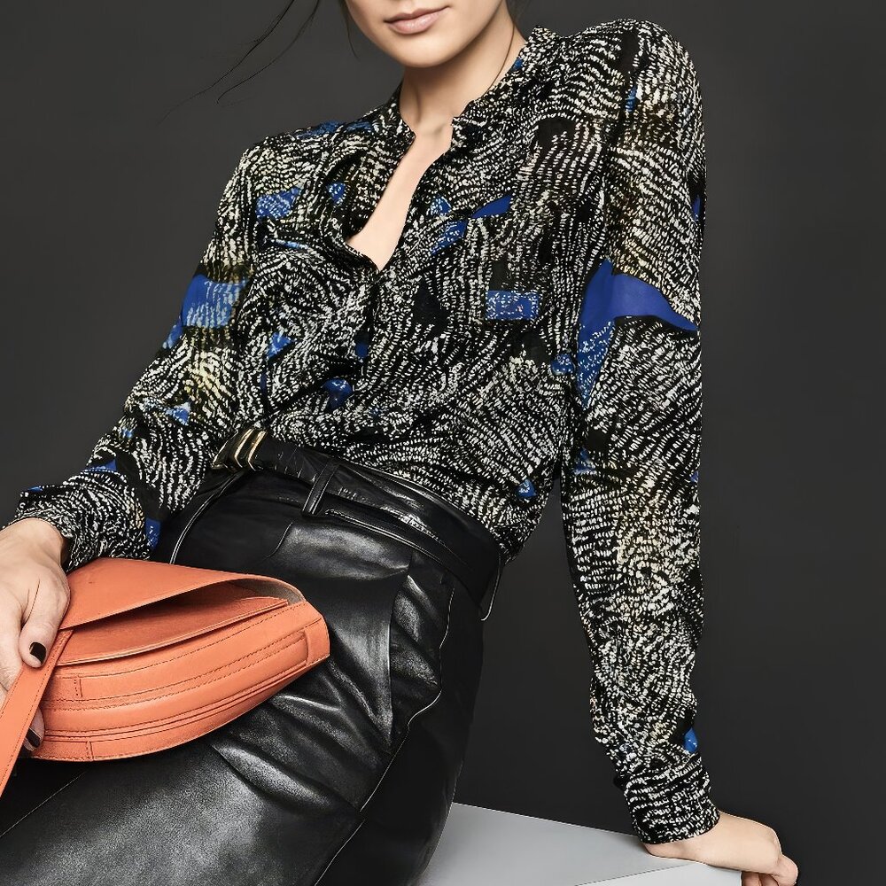 REISS Lea Jungle Printed Blouse, size 0